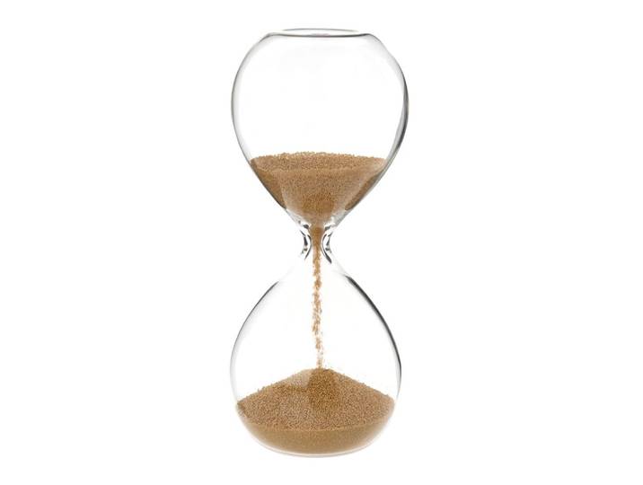 Sanduhr, goldfarben, aus Glas