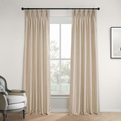 Exclusive Fabrics Faux Silk Taffeta Pinch Pleat Blackout Curtains for Bedroom & Living Room Curtains Single Panel