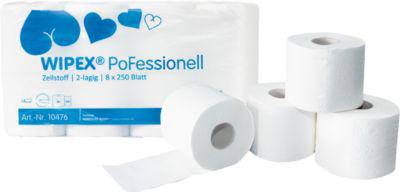 WIPEX Toilettenpapier PoFessional, 250 Blatt pro Rolle, 2-lagig, 64 Rollen