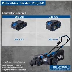 Scheppach, Rasenmäher, BC-MP380-X - Set XL2 (Akkubetrieb, Batteriebetrieb)