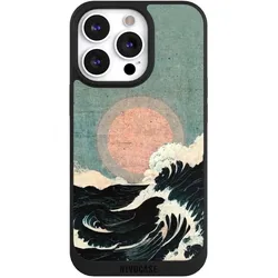 Nivocase Handyhülle für Apple iPhone 13 Pro Hülle NIVOpure Case Schwarz Kunst Meer Welle (Apple iPhone 13 Pro), Smartphone Hülle, Schwarz
