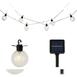 Lumineo LED Solar Lichterkette Kugeln 5,8m Solarlichterkette Solarkette Gartenbeleuchtung Partylichterkette Außen Garten Transparent Warmweiß