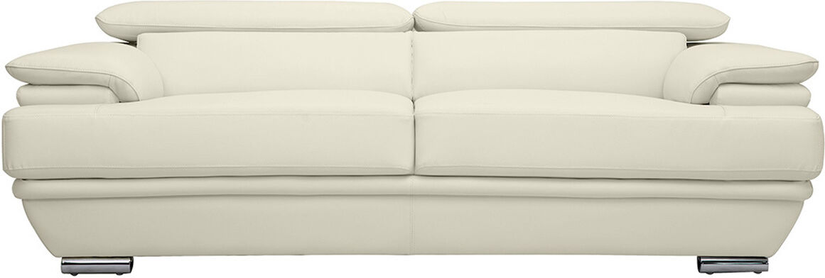Miliboo Design-Ledersofa drei Plätze verstellbares Kopfstück Weiß EWING - Büffelleder