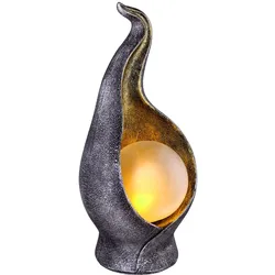 Solarleuchte Solarlampe Außenleuchte Gartenleuchte Außenlampe Eingangsbereich, IP44 Spritzwasserfest Flammenoptik silber gold, 36x LED 0,06W warmweiß, HxLxB 26,5x12x11 cm