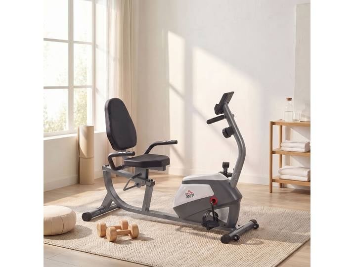 HOMCOM Vélo Semi-Allongé Magnétique LCD Siège Réglable 8 Niveaux