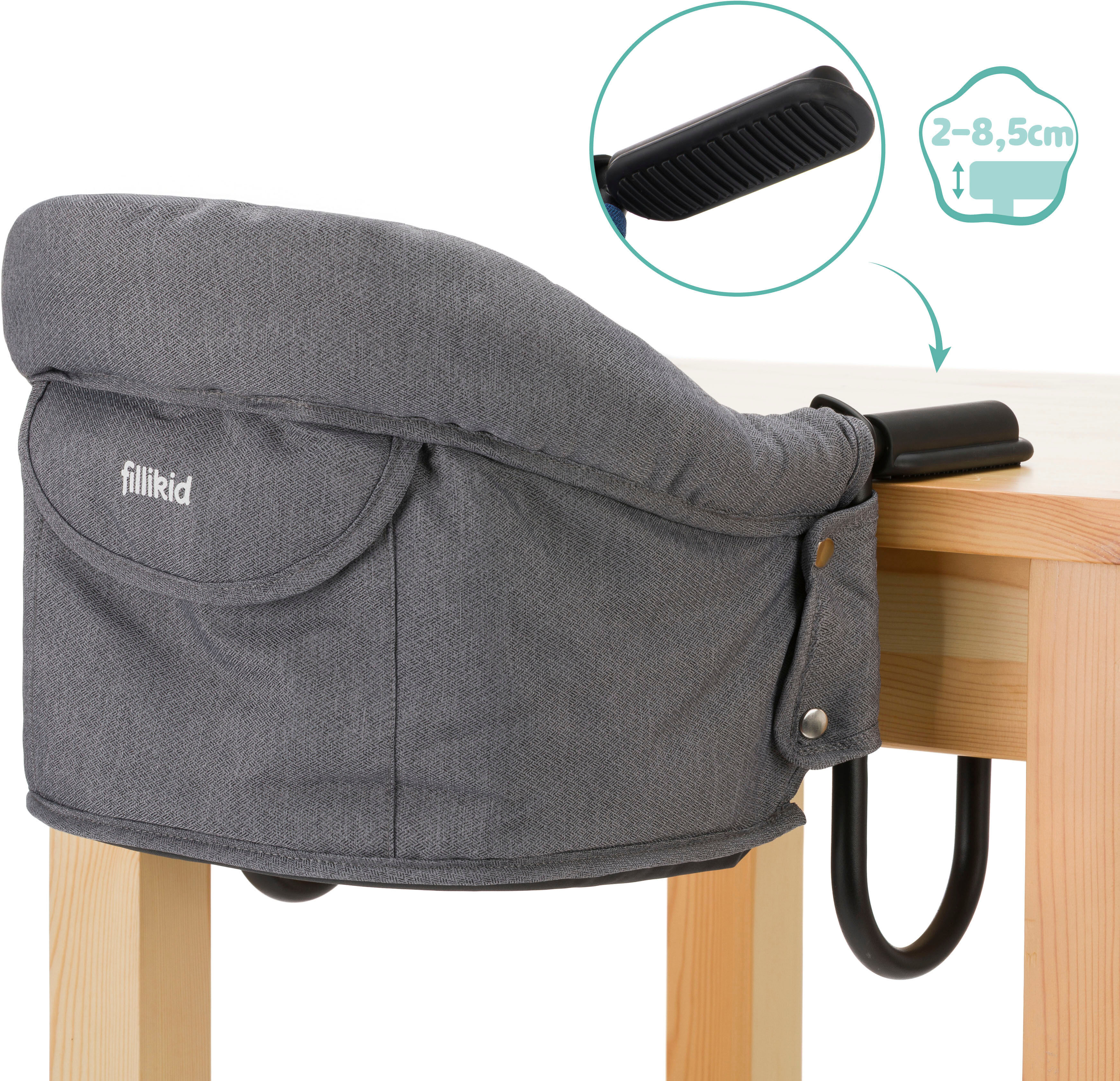 Tischsitz FILLIKID "Comfort", Baby, grau, Polyester, Stahl, Tischsitze Tischsitz, praktisch zusammenklappbar, Topseller