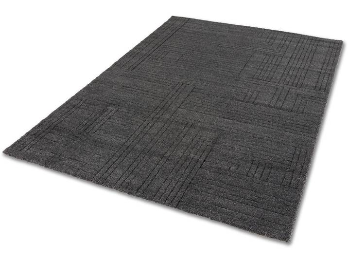 Teppich Pure 6317-242 , grau (anthrazit), B:80cm H:22mm L:150cm, Kunstfaser, SCHÖNER WOHNEN-KOLLEKTION, Teppiche, Teppich, Kurzflor, Hoch Tief Struktur, Wohnzimmer, Schöner Wohnen Kollektion