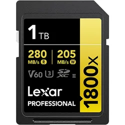Lexar 1800x SDXC 1 TB V60 UHS-II Speicherkarte