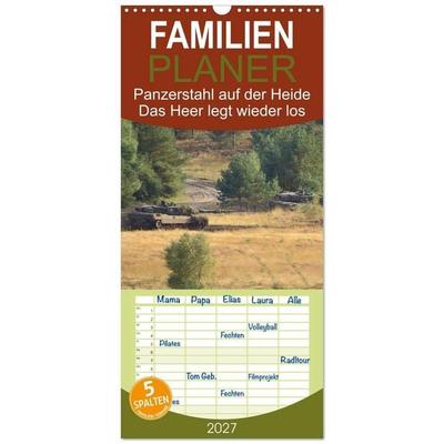 Familienplaner 2027 - Panzerstahl auf der Heide – Das Heer legt wieder los mit 5 Spalten (Wandkalender, 21 x 45 cm) CALVENDO