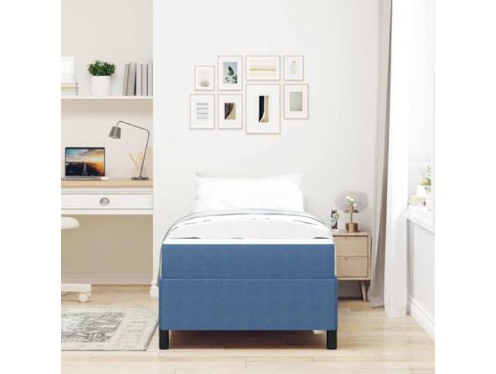 KTHLBRH Einzelbett mit Matratze 90 x 200 cm Blau Rahmen aus Holz, atmungsaktives Gewebe, Taschenfedern, maximale Belastung 140 kg