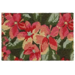 Relaxdays Kokos Fußmatte Blüten Grün,Rosa,Rot