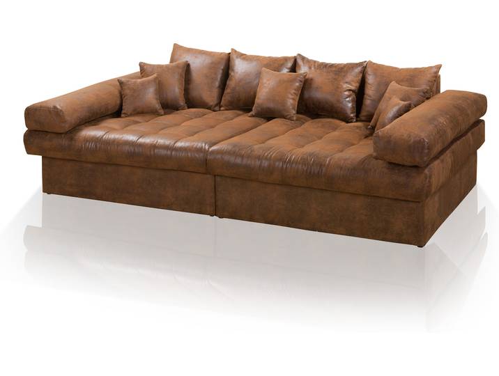NIRI Big Sofa Bezug Microvelours Gobi braun, großzügige Abmessungen, hohe Sitzhöhe, pflegeleicht, inklusive Kissen