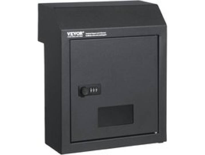 VEVOR Einbau-Türbriefkasten, 305 x 155 x 360 mm, Briefkasten für die Türdurchführung, 43 mm, robuster Stahl, Zahlencode-Schloss für Briefe, Schlüssel, Zuhause, Büro, Dunkelgrau