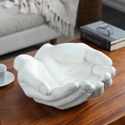 ARCILLA ELEMENTAL Classic Polystone Open Hands Sculpture - White or Gold