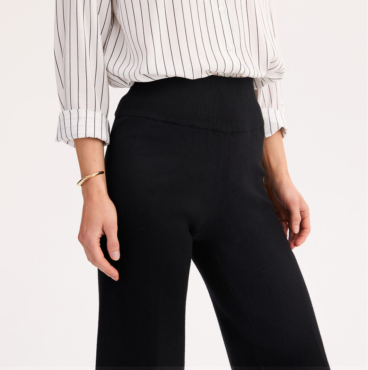 ANNE WEYBURN Pantalon large taille élastiquée, 7/8ème, maille milano confort