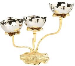 "Alice Pazkus 11.75""L Gold Stainless Steel Relish Dish"