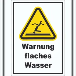HB-Druck Aufkleber Warnung flaches Wasser A7 (74x105mm)