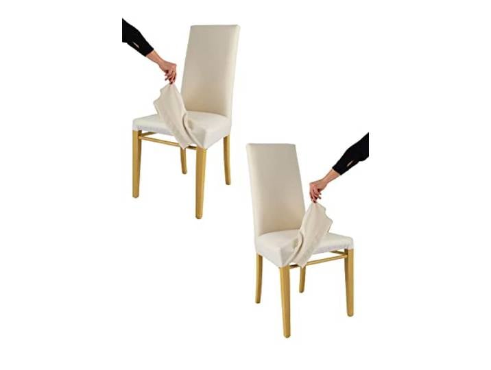 Tommychairs - 2er Set gepolsterte Stühle JAZZ mit herausnehmbarem Bezug Struktur aus lackiertem Buchenholz Farbe Eiche, gepolstert und mit herausnehmbarem Bezug aus Stoff Farbe Elfenbein bezogen