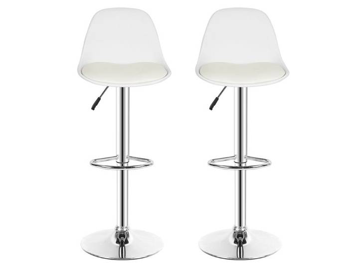 SUPFINE Lot 2 Tabourets de Bar Scandinave Hauteur Réglable Chaise Haute Pivotante pour Cuisine Bar Bistrot et Comptoir Blanc