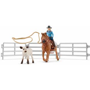 schleich Spielfigur FARM WORLD 42577, ab 3 Jahre, Team Roping mit Cowgirl, 5,2-10,7 cm, 9 Teile