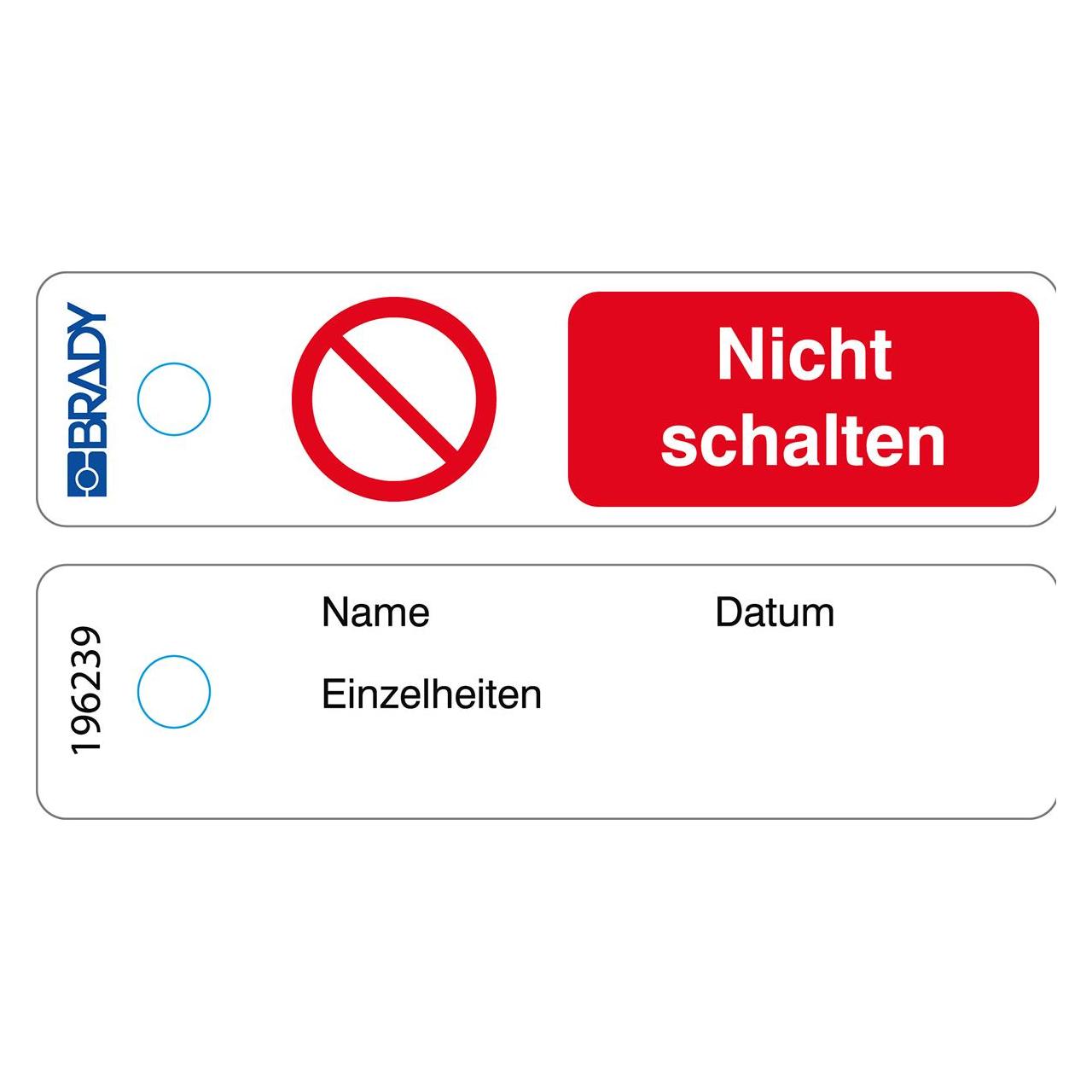 Brady Mini-Anhänger - Do Not Operate (nicht einschalten), Polyester, Schwarz & Rot auf Weiss, 100 x (MITAG-P001-DE/50)