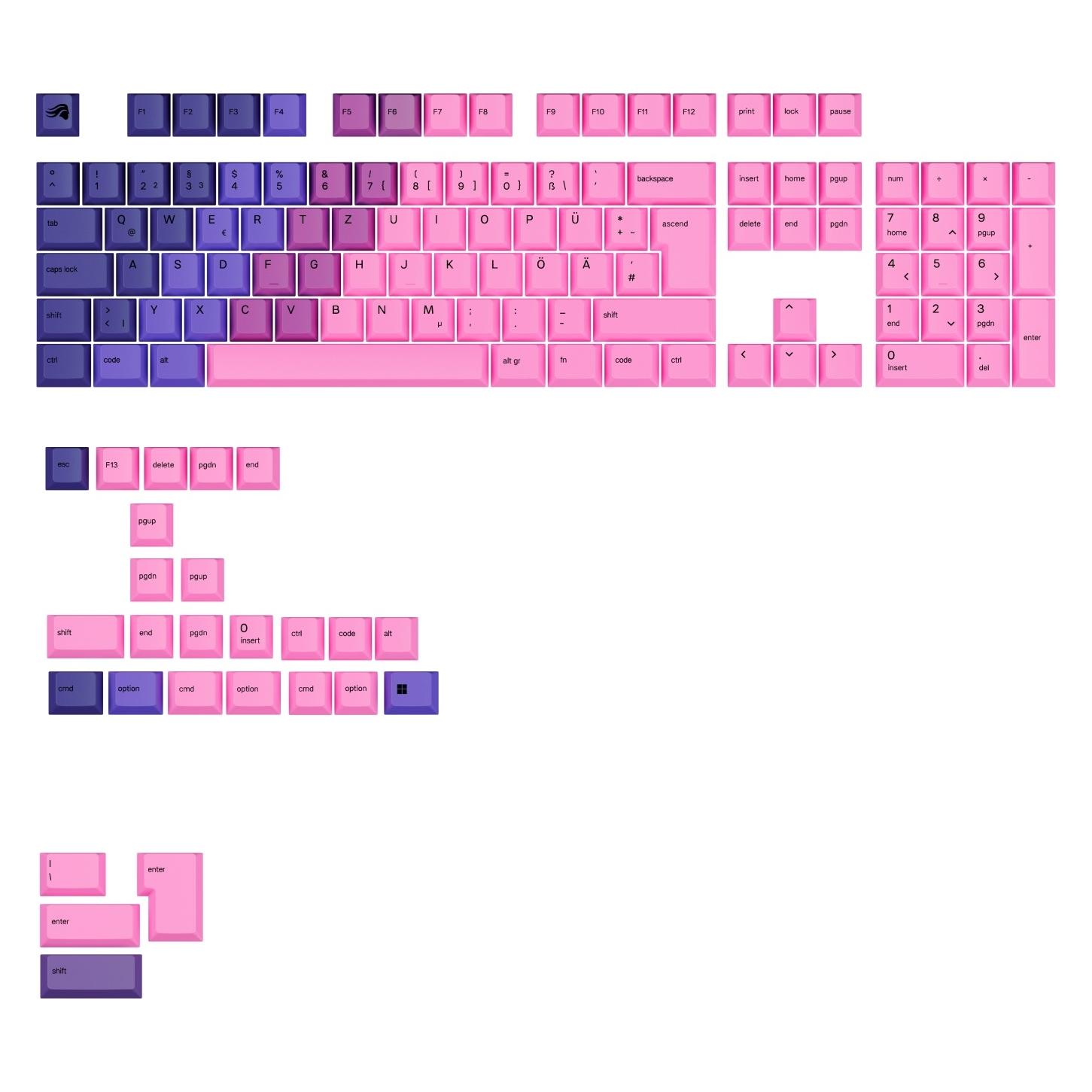 Glorious GPBT Gradient Keycaps - Nebula - DE Qwertz (67662813)