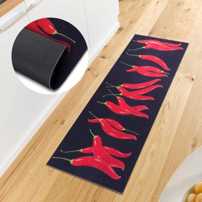 Küchenläufer HANSE HOME "Chili Dance", rot (schwarz,rot), B:50cm H:3mm L:150cm, Polyester, Teppiche, Läufer, Rutschfest, Küchenteppich, Küche, Teppich, Pflegeleicht