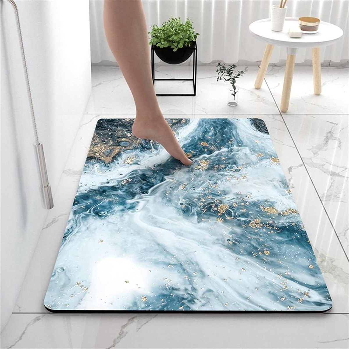 Badmat Kiezelsteen Goud Marmer - Antislip Douchemat - 60 x 90 cm