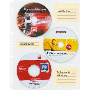 Hama CD-Hüllen 49835, 238 x 295 mm, mit Lochung, Kunststofftasche, transparent, für je 6 Discs, 10 Stück