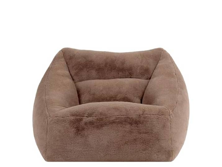 Icon Natalia Kunstfell Sitzsack Sessel mit Füllung, Braun In Deutschland Hergestellt, Flauschiger Kaninchen Kunstfell Stoff, Bequemer Sessel für Wohnzimmer und Schlafzimmer