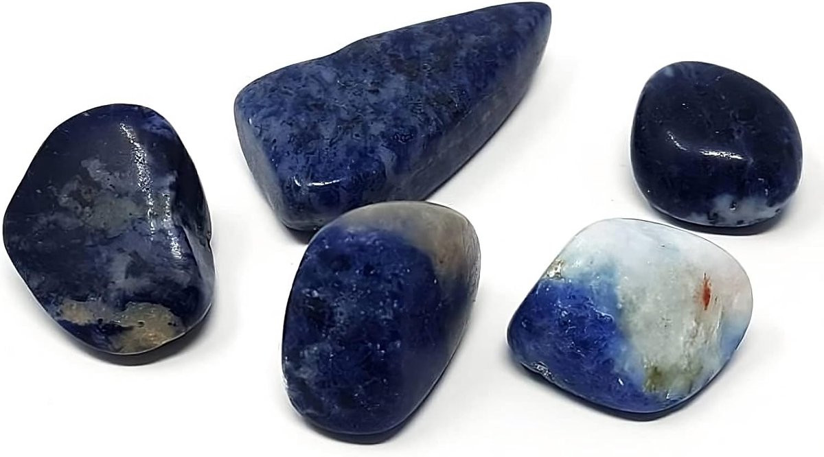 Natuursteen Set met 5 Blauwe Halfedelstenen voor Innerlijke Harmonie en Emotioneel Evenwicht