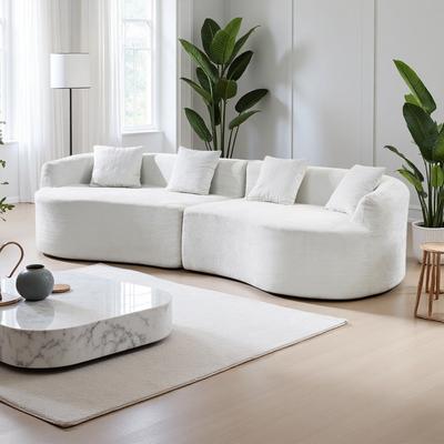 ZWYO HOSIMU "111"" Modern 4-Seater Upholstered Boneless Sectional Sofa with 4 Pillows for Living Room, Bedroom."
