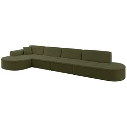 ECKSOFA Ottomane Links TARO-L3 - 413x171x79,5 cm Grün
