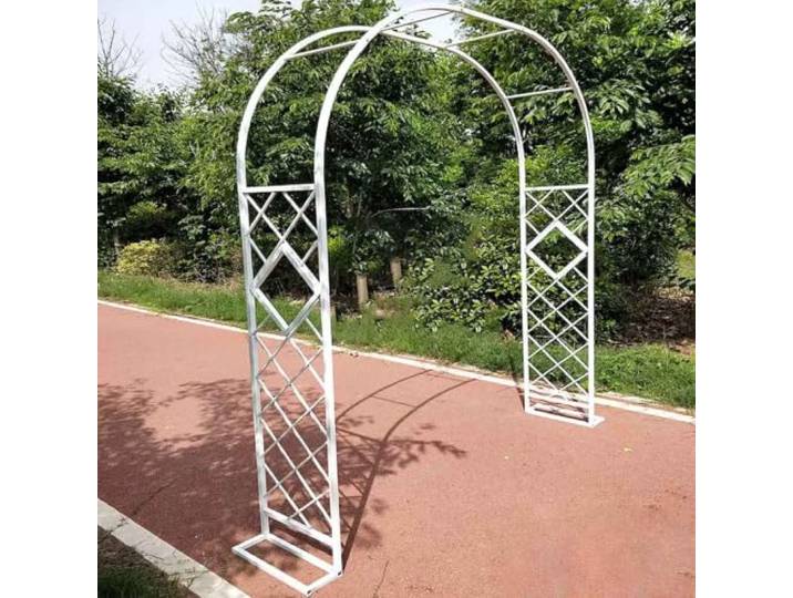 Gartenbogen für den Außenbereich, Spalier, Rosenbogen, Stützbogen, Torbogen 140/180/200/260/300/340 cm mit Sockeln für Kletterpflanzen, Gärten, Hofdekoration, Laube, Spalier(White,260cm)