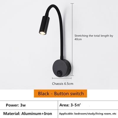 Friendly Fresh Finds Flexible LED Reading Wall Lamp With Gooseneck Adjustable Bedside Light And Switch black