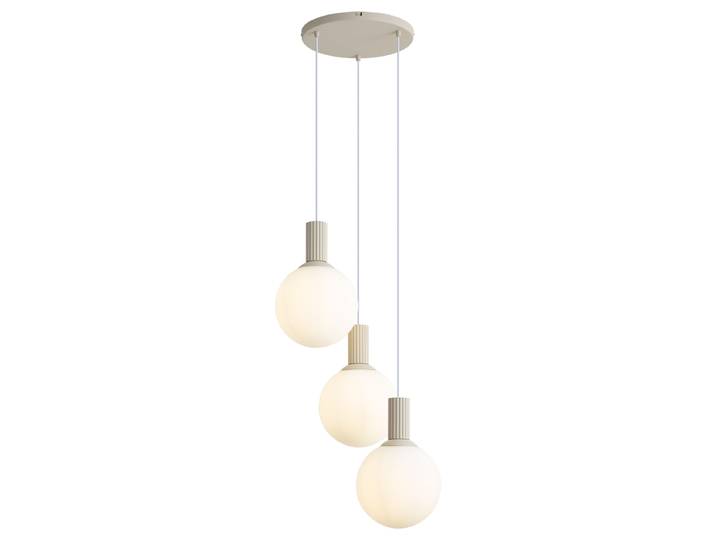 Suspension scandinave beige avec verre opale 3 lumières - Polly