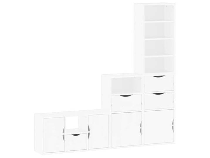 Roanoer 4-TLG. Wohnwand ODDA Weiß Massivholz Kiefer TV-Schrank Set Modulares 4-teiliges Set aus Kiefernholz für Wohnzimmer und Flur. Bietet viel Stauraum für Receiver und Medien.