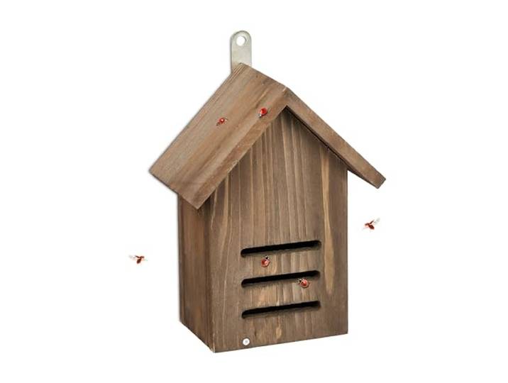 Relaxdays Hôtel à Insectes\, en Bois Non traité\, pour coccinelles\, à Suspendre\, H x L x P : 22 x 17 x 10 cm\, Marron