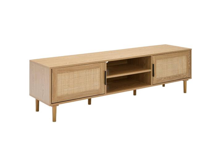 Mid.you Lowboard, Natur, Holz, Kiefer, Rattan, 1 Fächer, 160x45x39 cm, Fsc, Holzmöbel, Kleinmöbel Holz, Holzkommoden, Lowboards Holz
