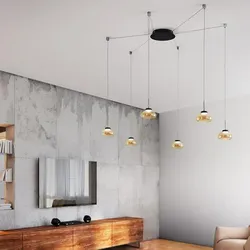 Arabella individuell verstellbare 6-flammige LED-Pendelleuchte in Amber von Weiss Fabas Luce