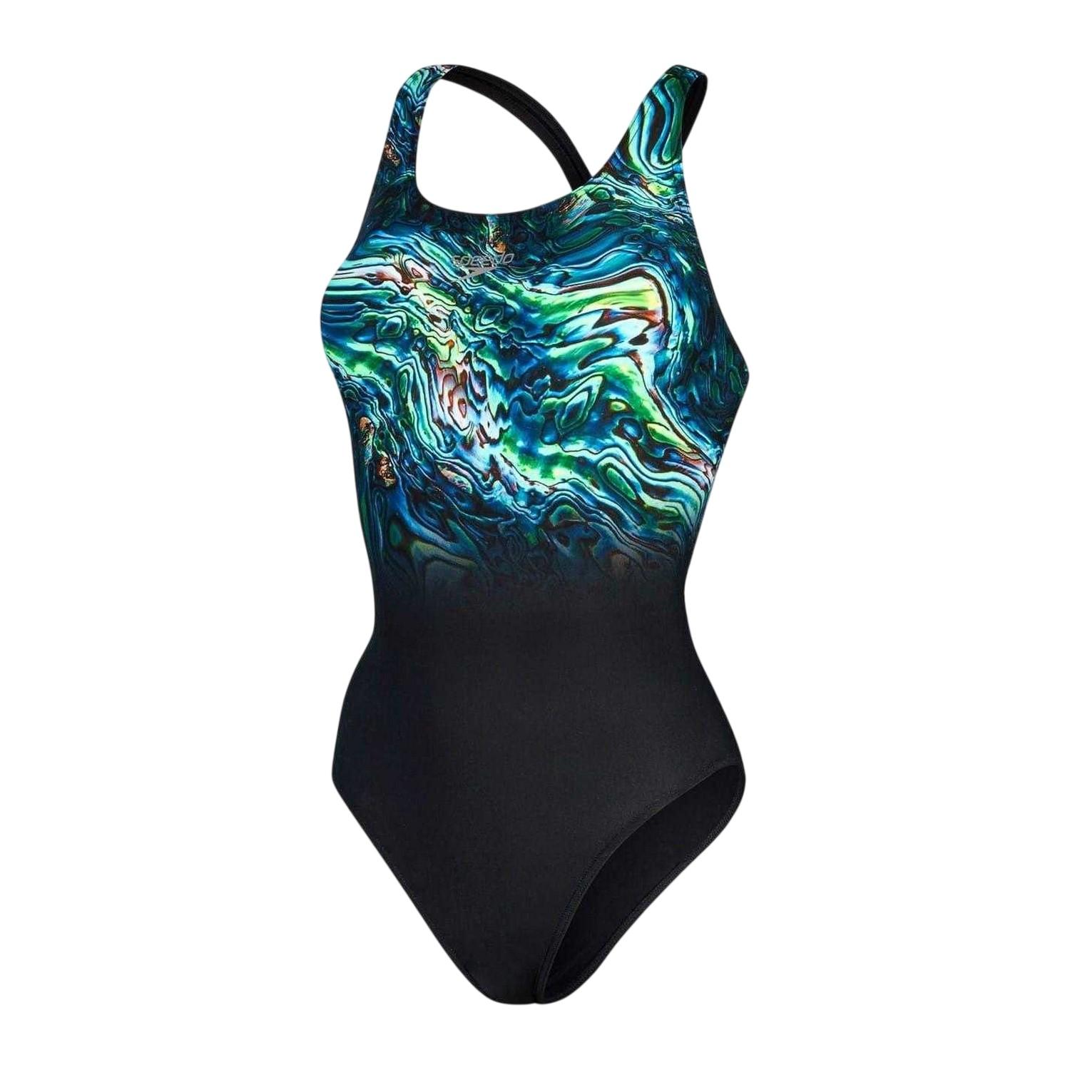 Speedo Dames/Dames Plaatsing Digitaal Eendelig Zwempak (ZWART/BLAUW)
