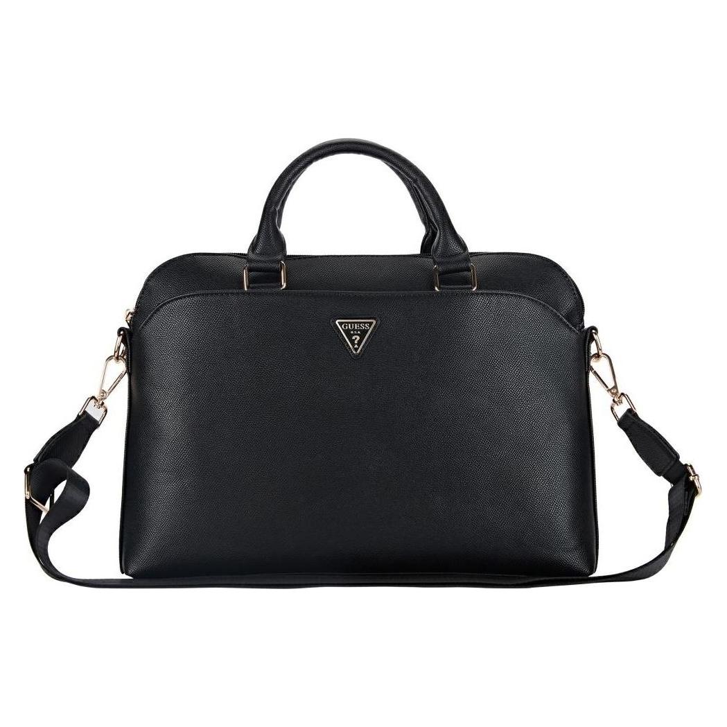 Guess Bag Grained Zipper Pocket Triangle Logo 15" black (15") (GUE004503-0)
