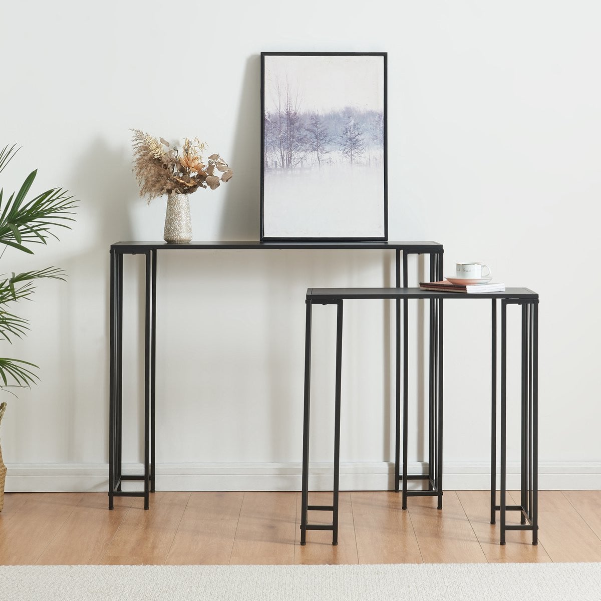 en.casa Ørsta Console tafel set van 2 zwart