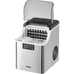 VEVOR Eiswürfelbereiter Eisbereiter Eiswürfelmaschine 24 Würfel in 15 Minuten, 20,4 kg / 24 h, tragbarer Eiswürfelbereiter mit Schaufel & Korb, Eismaschine mit 3 Größen für Küche Bar Party