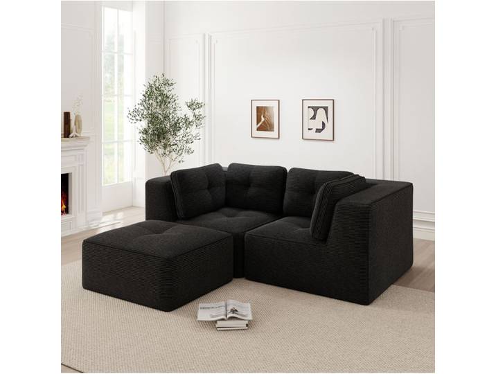 Canapé d angle - SENVIRO - deux places modulable noir