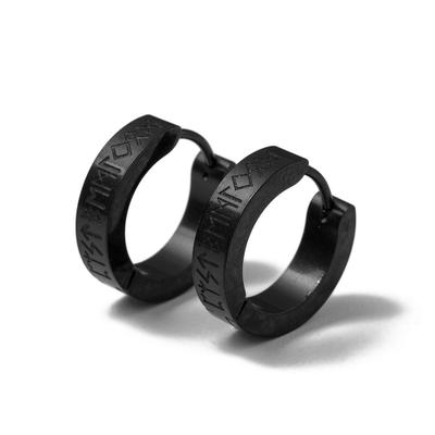 Paar Creolen FIRETTI "Schmuck Geschenk Edelstahl Ohrringe "Futhark" Runenreihe der Wikinger", schwarz, Ohrringe, Damen, 12mm, Edelstahl, Made in Germany