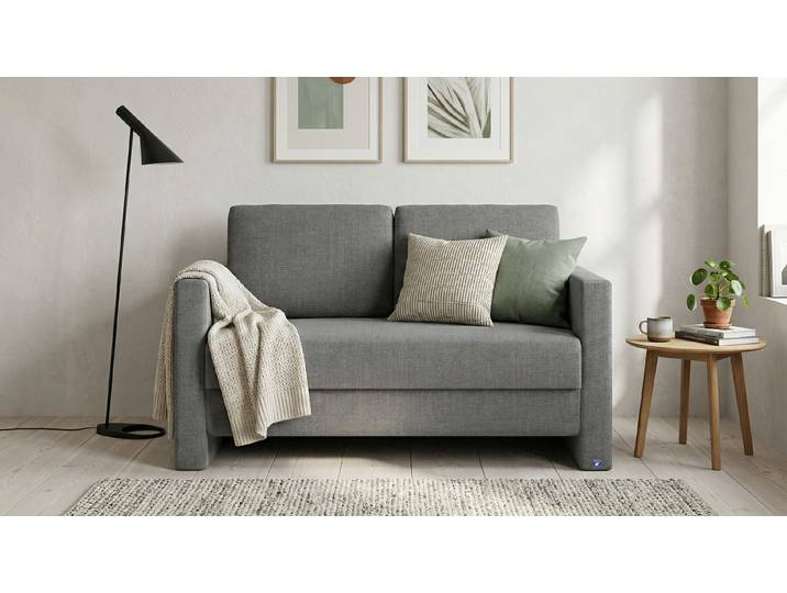 BRUNO Schlafsofa 120cm in Dunkelgrau Schmal stabiles Massivholz & Boxspringkomfort