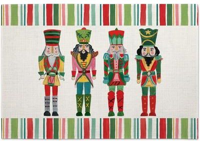 Highland Home Holiday Nutcracker 4-Pack Poly-Cotton Blend Placemats Manufactured in The USA Machine Washable Dryer Safe