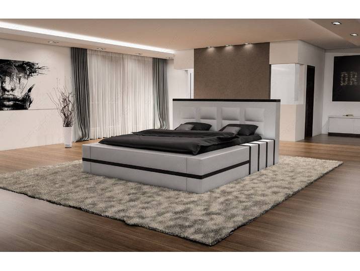 Boxspringbett Asti Weiß-Schwarz 200x220 cm