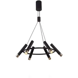 Hängelampe Kronleuchter Pendelleuchte LED 6-Flammig schwarz gold Spots dimmbar
